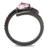 TK2972 - IP Light Black (IP Gun) Stainless Steel Ring with AAA Grade CZ in Rose - Alamode - Flyclothing LLC