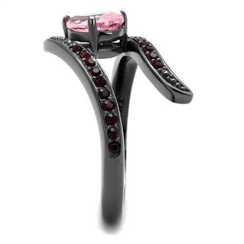 TK2972 - IP Light Black (IP Gun) Stainless Steel Ring with AAA Grade CZ in Rose - Alamode - Flyclothing LLC