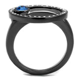 TK2974 - IP Light Black (IP Gun) Stainless Steel Ring with Top Grade Crystal in Capri Blue - Alamode - Flyclothing LLC