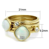 TK2975 - IP Gold(Ion Plating) Stainless Steel Ring with Synthetic Synthetic Glass in White - Alamode - Flyclothing LLC