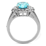 TK2977 - High polished (no plating) Stainless Steel Ring with AAA Grade CZ in Sea Blue - Alamode - Flyclothing LLC
