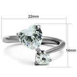 TK2981 - High polished (no plating) Stainless Steel Ring with AAA Grade CZ in Clear - Alamode - Flyclothing LLC