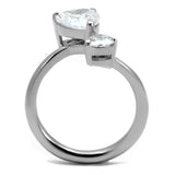 TK2981 - High polished (no plating) Stainless Steel Ring with AAA Grade CZ in Clear - Alamode - Flyclothing LLC