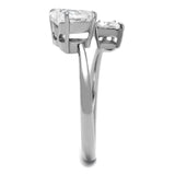 TK2981 - High polished (no plating) Stainless Steel Ring with AAA Grade CZ in Clear - Alamode - Flyclothing LLC