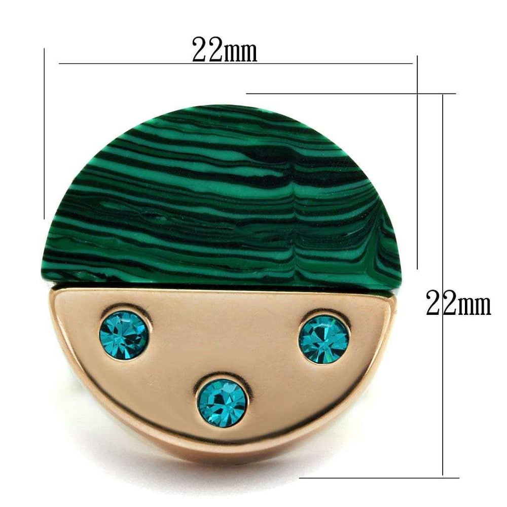 TK2986 - IP Rose Gold(Ion Plating) Stainless Steel Ring with Synthetic MALACHITE in Emerald - Alamode - Flyclothing LLC
