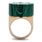 TK2986 - IP Rose Gold(Ion Plating) Stainless Steel Ring with Synthetic MALACHITE in Emerald - Alamode - Flyclothing LLC