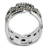 TK2987 - High polished (no plating) Stainless Steel Ring with Top Grade Crystal in Multi Color - Alamode - Flyclothing LLC
