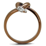 TK2991 - Two Tone IP Light Brown (IP Light coffee) Stainless Steel Ring with Top Grade Crystal in Clear - Alamode - Flyclothing LLC