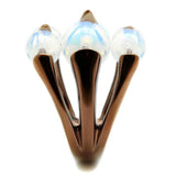 TK2992 - IP Coffee light Stainless Steel Ring with Synthetic Synthetic Glass in White - Alamode - Flyclothing LLC