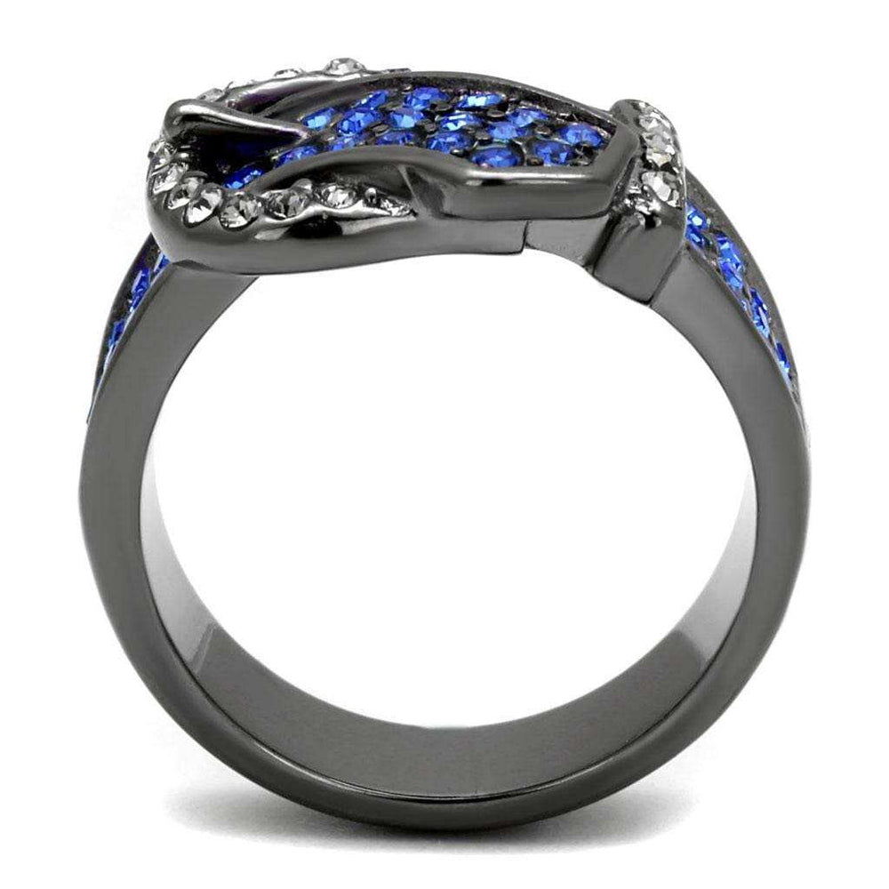 TK2995 - IP Light Black (IP Gun) Stainless Steel Ring with Top Grade Crystal in Multi Color - Alamode - Flyclothing LLC