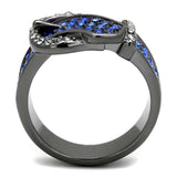 TK2995 - IP Light Black (IP Gun) Stainless Steel Ring with Top Grade Crystal in Multi Color - Alamode - Flyclothing LLC