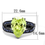 TK2997 - IP Light Black (IP Gun) Stainless Steel Ring with AAA Grade CZ in Apple Green color - Alamode - Flyclothing LLC
