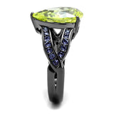 TK2997 - IP Light Black (IP Gun) Stainless Steel Ring with AAA Grade CZ in Apple Green color - Alamode - Flyclothing LLC