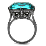 TK2998 - IP Light Black (IP Gun) Stainless Steel Ring with Top Grade Crystal in Blue Zircon - Alamode - Flyclothing LLC