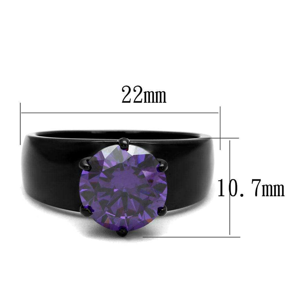 TK2999 - IP Black(Ion Plating) Stainless Steel Ring with AAA Grade CZ in Amethyst - Alamode - Flyclothing LLC