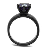 TK2999 - IP Black(Ion Plating) Stainless Steel Ring with AAA Grade CZ in Amethyst - Alamode - Flyclothing LLC