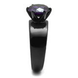 TK2999 - IP Black(Ion Plating) Stainless Steel Ring with AAA Grade CZ in Amethyst - Alamode - Flyclothing LLC