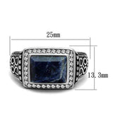 TK3003 - High polished (no plating) Stainless Steel Ring with Semi-Precious Sodalite in Capri Blue - Alamode - Flyclothing LLC