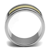TK3008 - Two-Tone IP Gold (Ion Plating) Stainless Steel Ring with Epoxy in Jet - Alamode - Flyclothing LLC