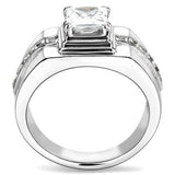 TK3011 - High polished (no plating) Stainless Steel Ring with AAA Grade CZ in Clear - Alamode - Flyclothing LLC
