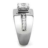 TK3011 - High polished (no plating) Stainless Steel Ring with AAA Grade CZ in Clear - Alamode - Flyclothing LLC