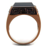 TK3014 - IP Coffee light Stainless Steel Ring with Synthetic Onyx in Jet - Alamode - Flyclothing LLC