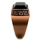 TK3014 - IP Coffee light Stainless Steel Ring with Synthetic Onyx in Jet - Alamode - Flyclothing LLC