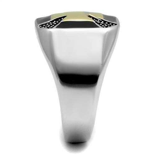 TK3019 - Two-Tone IP Gold (Ion Plating) Stainless Steel Ring with Epoxy in Jet - Alamode - Flyclothing LLC