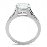 TK3020 - High polished (no plating) Stainless Steel Ring with AAA Grade CZ in Clear - Alamode - Flyclothing LLC