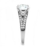 TK3020 - High polished (no plating) Stainless Steel Ring with AAA Grade CZ in Clear - Alamode - Flyclothing LLC