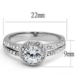 TK3021 - High polished (no plating) Stainless Steel Ring with AAA Grade CZ in Clear - Alamode - Flyclothing LLC