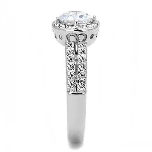TK3021 - High polished (no plating) Stainless Steel Ring with AAA Grade CZ in Clear - Alamode - Flyclothing LLC