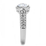TK3021 - High polished (no plating) Stainless Steel Ring with AAA Grade CZ in Clear - Alamode - Flyclothing LLC