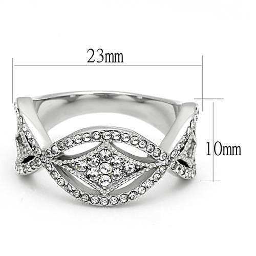 TK3027 - High polished (no plating) Stainless Steel Ring with Top Grade Crystal in Clear - Alamode - Flyclothing LLC