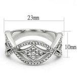 TK3027 - High polished (no plating) Stainless Steel Ring with Top Grade Crystal in Clear - Alamode - Flyclothing LLC