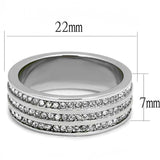 TK3028 - High polished (no plating) Stainless Steel Ring with Top Grade Crystal in Clear - Alamode - Flyclothing LLC