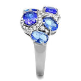 TK3030 - High polished (no plating) Stainless Steel Ring with Synthetic Synthetic Glass in Sapphire - Alamode - Flyclothing LLC