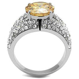 TK3031 - High polished (no plating) Stainless Steel Ring with AAA Grade CZ in Champagne - Alamode - Flyclothing LLC