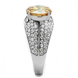 TK3031 - High polished (no plating) Stainless Steel Ring with AAA Grade CZ in Champagne - Alamode - Flyclothing LLC