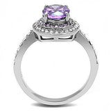 TK3032 - High polished (no plating) Stainless Steel Ring with AAA Grade CZ in Amethyst - Alamode - Flyclothing LLC