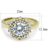 TK3035 - IP Gold(Ion Plating) Stainless Steel Ring with AAA Grade CZ in Clear - Alamode - Flyclothing LLC
