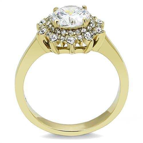 TK3035 - IP Gold(Ion Plating) Stainless Steel Ring with AAA Grade CZ in Clear - Alamode - Flyclothing LLC