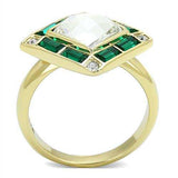 TK3036 - IP Gold(Ion Plating) Stainless Steel Ring with Synthetic Synthetic Glass in Clear - Alamode - Flyclothing LLC