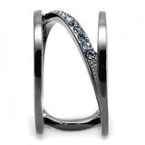 TK3038 - IP Light Black (IP Gun) Stainless Steel Ring with Top Grade Crystal in Capri Blue - Alamode - Flyclothing LLC