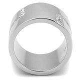 TK3040 - High polished (no plating) Stainless Steel Ring with Top Grade Crystal in Clear - Alamode - Flyclothing LLC