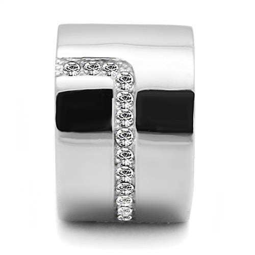 TK3040 - High polished (no plating) Stainless Steel Ring with Top Grade Crystal in Clear - Alamode - Flyclothing LLC