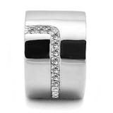TK3040 - High polished (no plating) Stainless Steel Ring with Top Grade Crystal in Clear - Alamode - Flyclothing LLC