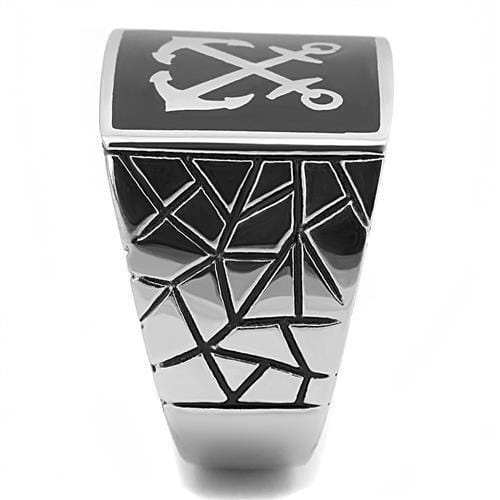 TK3041 - High polished (no plating) Stainless Steel Ring with Epoxy in Jet - Alamode - Flyclothing LLC