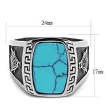 TK3044 - High polished (no plating) Stainless Steel Ring with Synthetic Turquoise in Sea Blue - Alamode - Flyclothing LLC