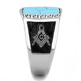 TK3044 - High polished (no plating) Stainless Steel Ring with Synthetic Turquoise in Sea Blue - Alamode - Flyclothing LLC